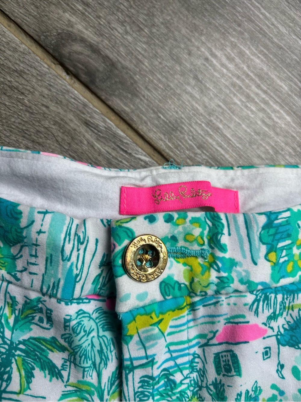 Lilly Pulitzer Turquoise, Pink & Green Tropical High-Waist Shorts - Picture 3 of 6